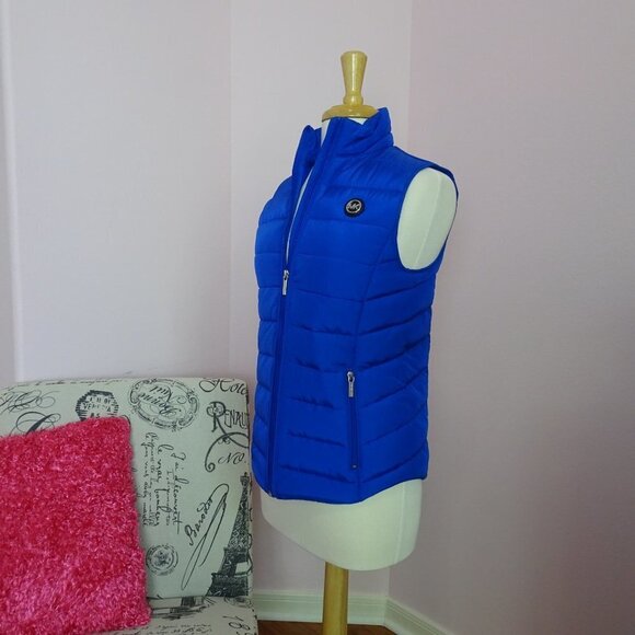 NWT! Michael Kors Blue Women's Puffer Vest XS - Picture 4 of 15